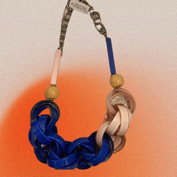 NWT ANTHROPOLOGIE Chunky Glass Boho Chic Link Necklace - Picture 6 of 7